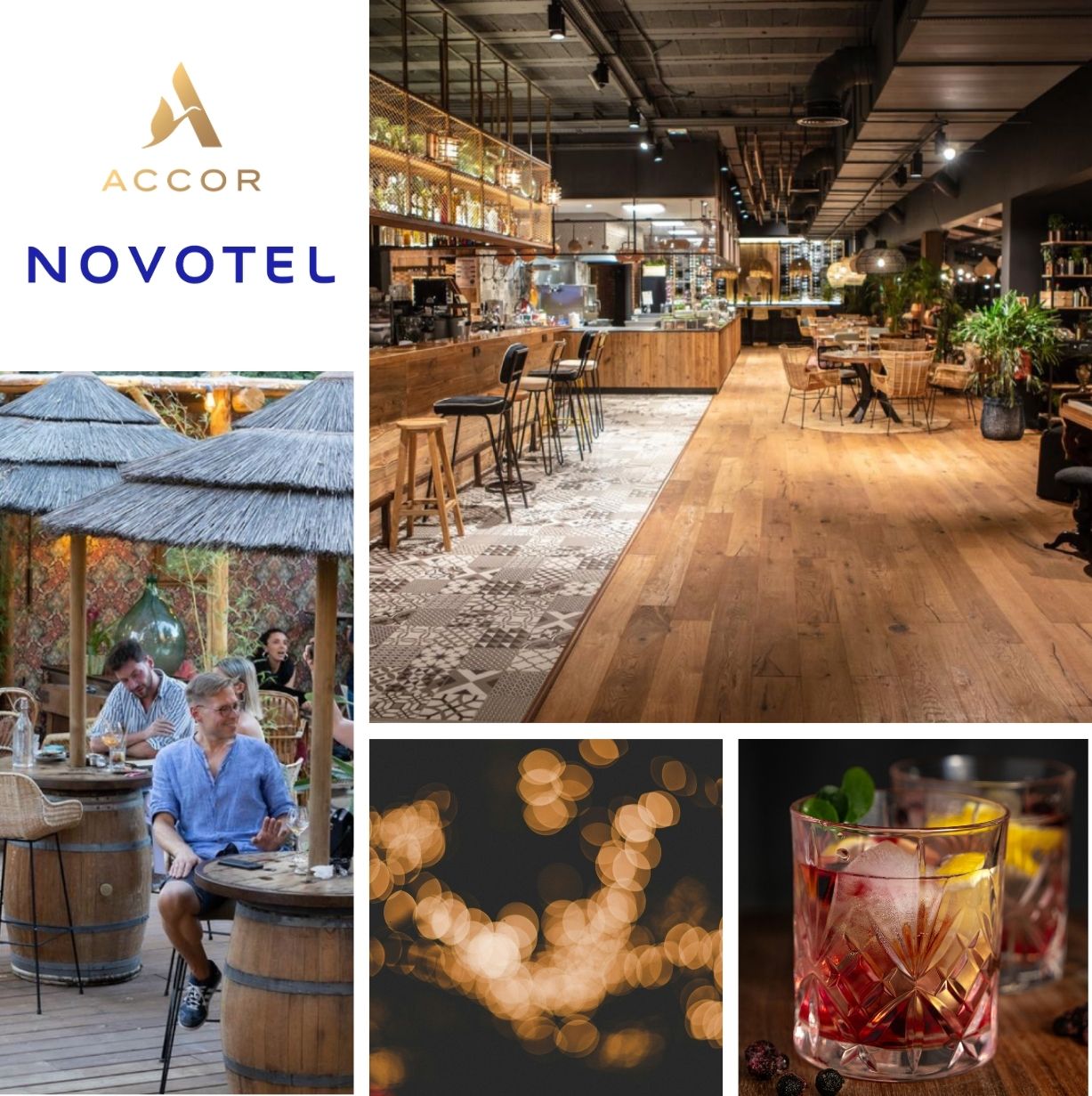 Sélection de photos illustrant la mission de création d'un Social Food Bar au sein de l'hôtel Novotel d'Avignon afin d'attirer à la fois la clientèle extérieure mais également celle hébergée